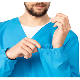 Костюм для пищевого производства м05-КБР голубой тиси с длинным рукавом (120 г/кв.м, размер 48-50, рост 170-176)