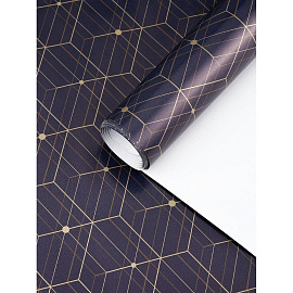 Бумага упаковочная Miland Стильная абстракция мелованная синий/золотистый 80 г/кв.м (10 листов в рулоне 70x100 см)