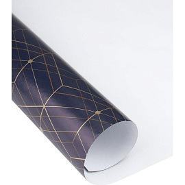 Бумага упаковочная Miland Стильная абстракция мелованная синий/золотистый 80 г/кв.м (10 листов в рулоне 70x100 см)