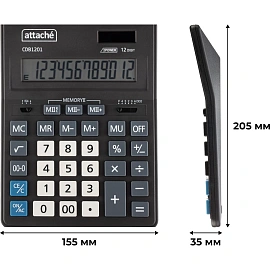 Калькулятор настольный Attache CDB1201-BK 12-разрядный черный 205x155x35 мм