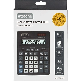 Калькулятор настольный Attache CDB1201-BK 12-разрядный черный 205x155x35 мм