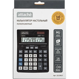 Калькулятор настольный Attache CDB1601-BK 16-разрядный черный 205x155x35 мм