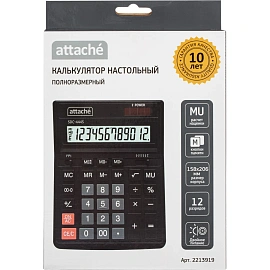 Калькулятор настольный Attache  SDC-444S 12-разрядный черный 206х158х33мм