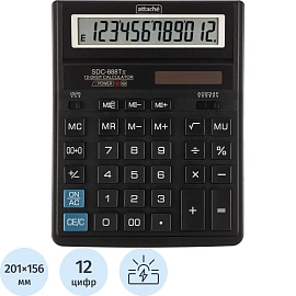 Калькулятор настольный Attache SDC-888TII 12-разрядный черный 201х156х34мм