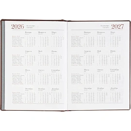 Ежедневник датированный 2026 А5+ VELVET бордовый 3-123/02