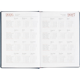 Ежедневник датированный 2026 А5+ VELVET темно-синий 3-123/18