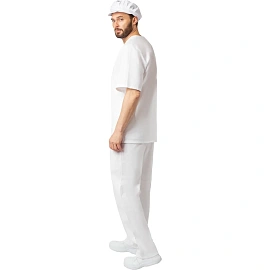 Костюм пекаря у05-КБР (КР) белый бязь с коротким рукавом (140 г/кв.м, размер 120-124 (60-62), рост 158-164)