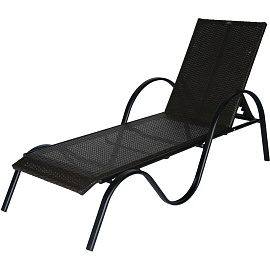 Лежак BELK_ Барселона ротанг каркас черный, искусственный ротанг коричневый