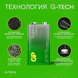 Батарейка крона (6LR61) GP Super (1604A-OS1)