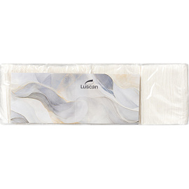 Салфетки бумажные Luscan 1-слойные 24x24 см белые (4 пачки по 100 листов+спендер)