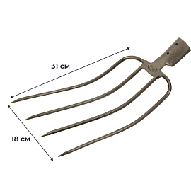 Вилы навозные Rusсад без черенка 4-рогие 18x31 см