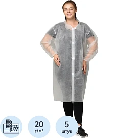 Халат на липучках, (20 гр), р.XL ,белый, (5 шт/упак)