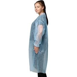 Халат на липучках, (20 гр), р.XL ,голубой, (5 шт/упак)