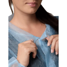 Халат одноразовый на липучке голубой (размер 54-56, XXL, 5 штук в упаковке)