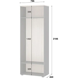 Каркас гардероба Easy to lead К-Loft 241H010 дуб скандинавский/графит 786х420х2106 мм