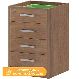 Тумба приставная Арго АТ2-05 с замком без топа (орех гварнери, 440х450х740 мм, 4 ящика)