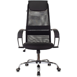Кресло для руководителя Бюрократ CH-607 чёрное (сетка/ткань, металл)