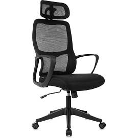 Кресло для руководителя Бюрократ WISE чёрное (сетка/ткань, пластик)