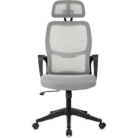 Кресло для руководителя Бюрократ WISE серое (сетка/ткань, пластик)
