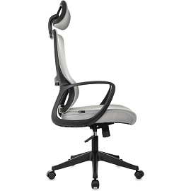 Кресло для руководителя Бюрократ WISE серое (сетка/ткань, пластик)