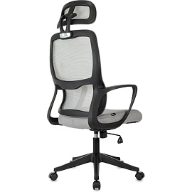 Кресло для руководителя Бюрократ WISE серое (сетка/ткань, пластик)
