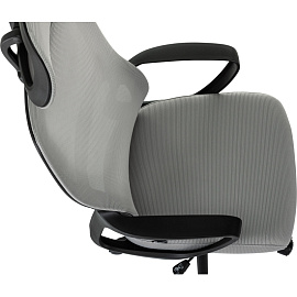 Кресло для руководителя Бюрократ WISE серое (сетка/ткань, пластик)