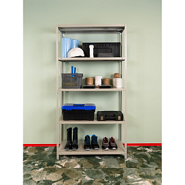 Стеллаж металлический Cobalt Shelf MS200KD/100x30/5 серый 5 полок 1000х300х1950 мм фото Стеллаж металлический Cobalt Shelf MS200KD/100x30/5 серый 5 полок 1000х300х1950 мм
