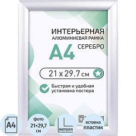 Рамка Altiro А4 21x29.7 см металлический багет 25 мм серебристая