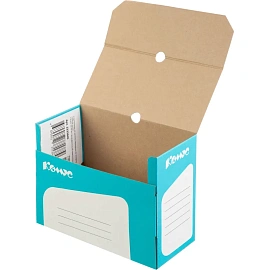 Короб архивный из микрогофрокартона Комус с вырубкой 262х75х324 мм бирюзовый до 770 листов