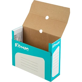 Короб архивный из гофрокартона Комус 320x260x100 мм бирюзовый до 1000 листов