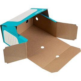 Короб архивный из гофрокартона Комус 320x260x150 мм бирюзовый до 1500 листов