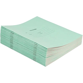 Тетрадь школьная зеленая А5 12 листов 60 г/кв.м в клетку (20 штук в упаковке)