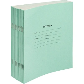 Тетрадь школьная зеленая А5 12 листов 60 г/кв.м в клетку (20 штук в упаковке)