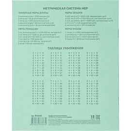 Тетрадь школьная зеленая А5 18 листов 60 г/кв.м в клетку (20 штук в упаковке)