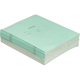 Тетрадь школьная зеленая А5 18 листов 60 г/кв.м в клетку (20 штук в упаковке)