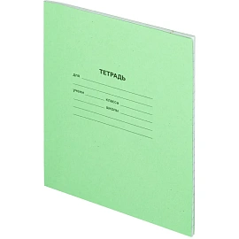 Тетрадь школьная зеленая А5 12 листов в крупную клетку