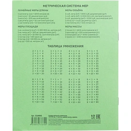 Тетрадь школьная зеленая А5 12 листов в крупную клетку