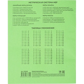 Тетрадь школьная зеленая А5 18 листов в клетку