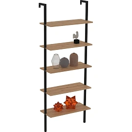 Стеллаж пристенный Комус Онега-5 (дуб вотан/чёрный, 695х295х1800 мм)