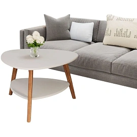 Столик журнальный Комус Мебель Бруклин (белый терраццо/дуб американский, 780х770х500 мм)