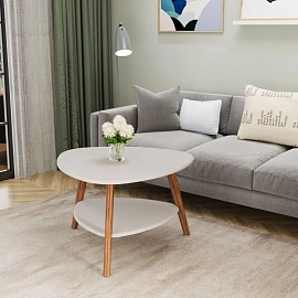 Столик журнальный Комус Мебель Бруклин (белый терраццо/дуб американский, 780х770х500 мм)