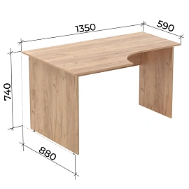 Стол эргономичный Easy Оптима левый (дуб крафт золотой, 1350х880х740 мм)