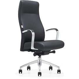 Кресло для руководителя Комус Мебель 501 SPU чёрное (полиуретан, алюминий)