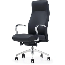 Кресло для руководителя Комус Мебель 501 SPU чёрное (полиуретан, алюминий)