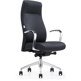 Кресло для руководителя Комус Мебель 501 SPU чёрное (полиуретан, алюминий)