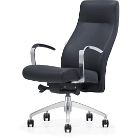 Кресло для руководителя Комус Мебель 501 SPU чёрное (полиуретан, алюминий)