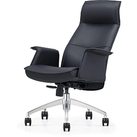 Кресло ЮФК Комус Мебель Easy Chair 503, экокожа, черный, алюминий