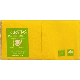 Салфетки бумажные Gratias 2-слойные 24x24 см жёлтые (250 листов в пачке) фото Салфетки бумажные Gratias 2-слойные 24x24 см жёлтые (250 листов в пачке)
