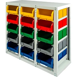 Стеллаж металлический с направляющими Стелла-техник (1080х340х850 мм, 15 ячеек)