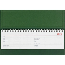 Планинг датированный 2026 год Attache Сиам искусственная кожа 340х130 мм 55 листов зелёный